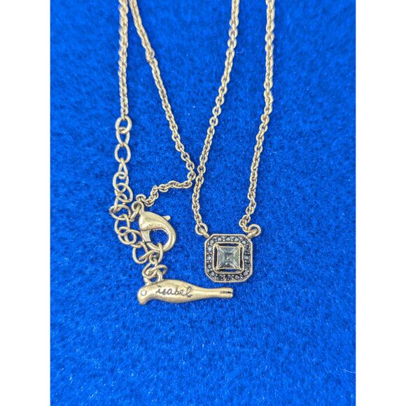 Isabel Square Rhinestone Charm Necklace - Picture 7 of 8